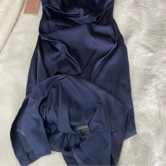 SOLD NWT BHLDN Mireya Navy Blue Ruched Sheath Dress Bridesmaid Formal Event Sz 6 - Picture 11 of 13